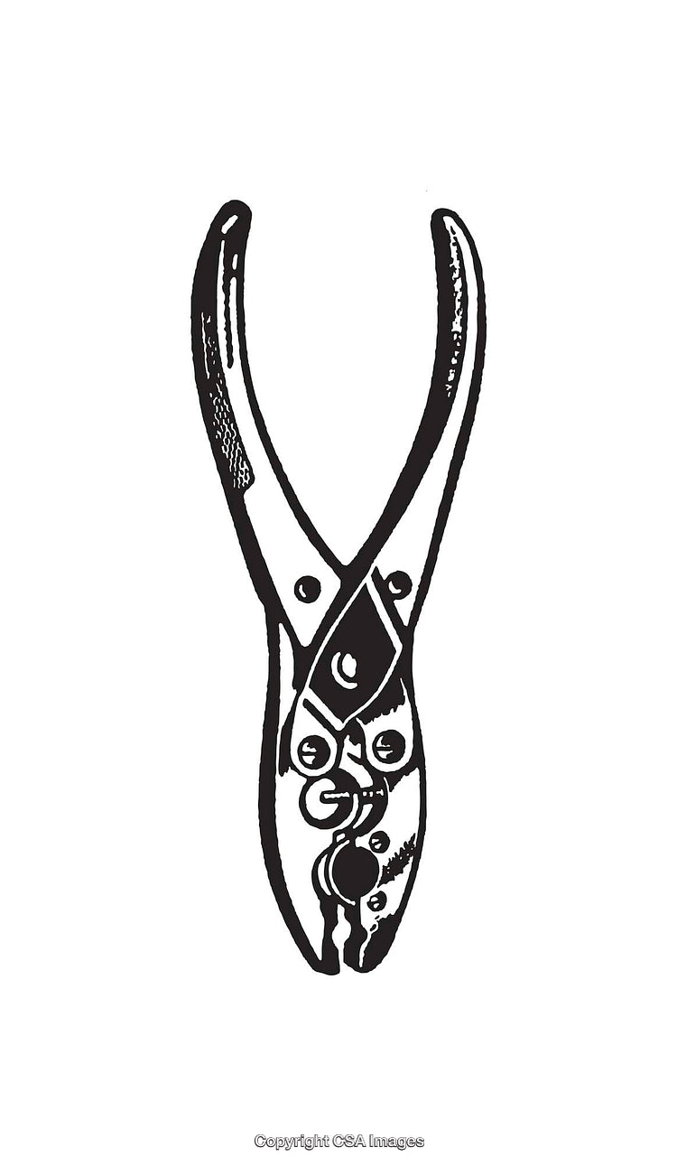 Black and White Line Art of Vintage Hand Tool Illustration