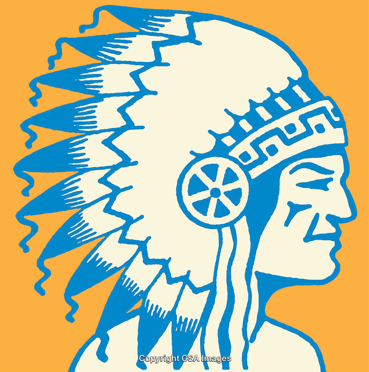 Vibrant Line Art Illustration of a Cultural Themed Figure in Side Profile