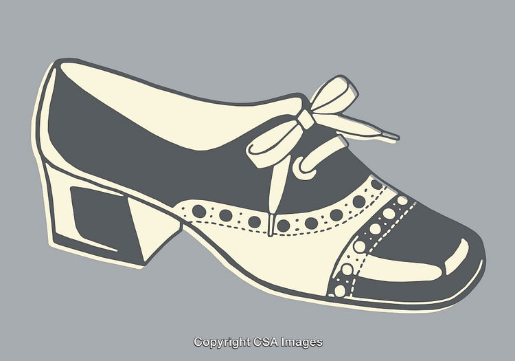 Detailed Line Art Illustration of a Stylish Shoe in Gray and White