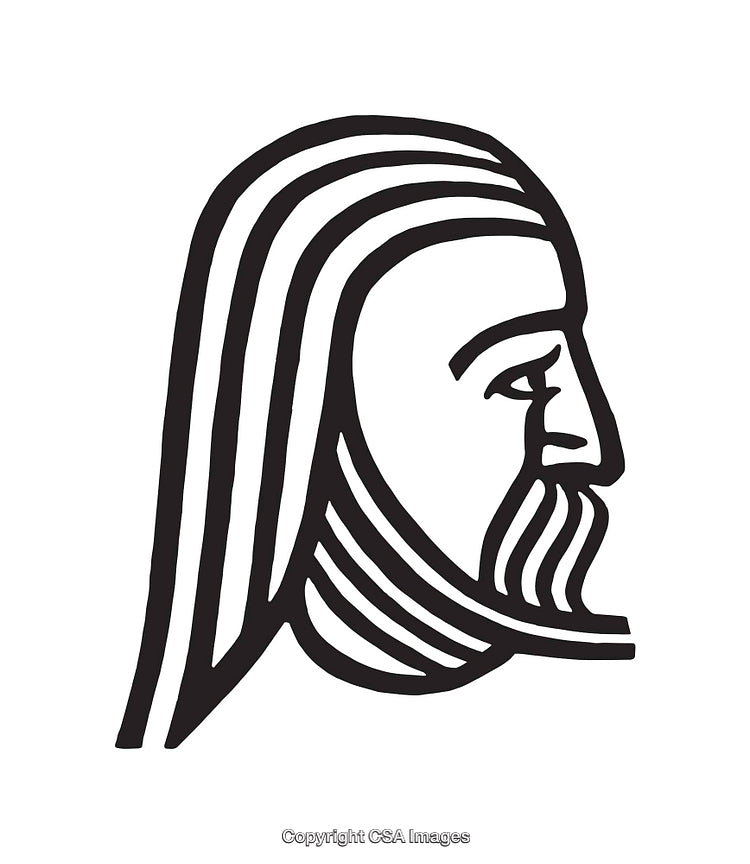 Black and White Line Art Illustration of Classical Male Profile