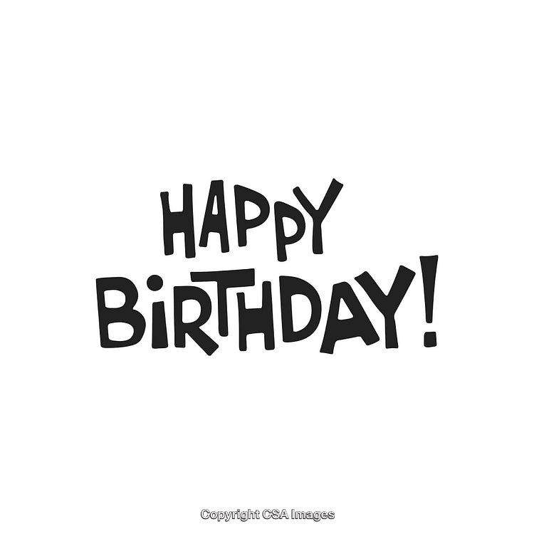 Happy Birthday Text in Playful Font with Minimalist Design on White Background