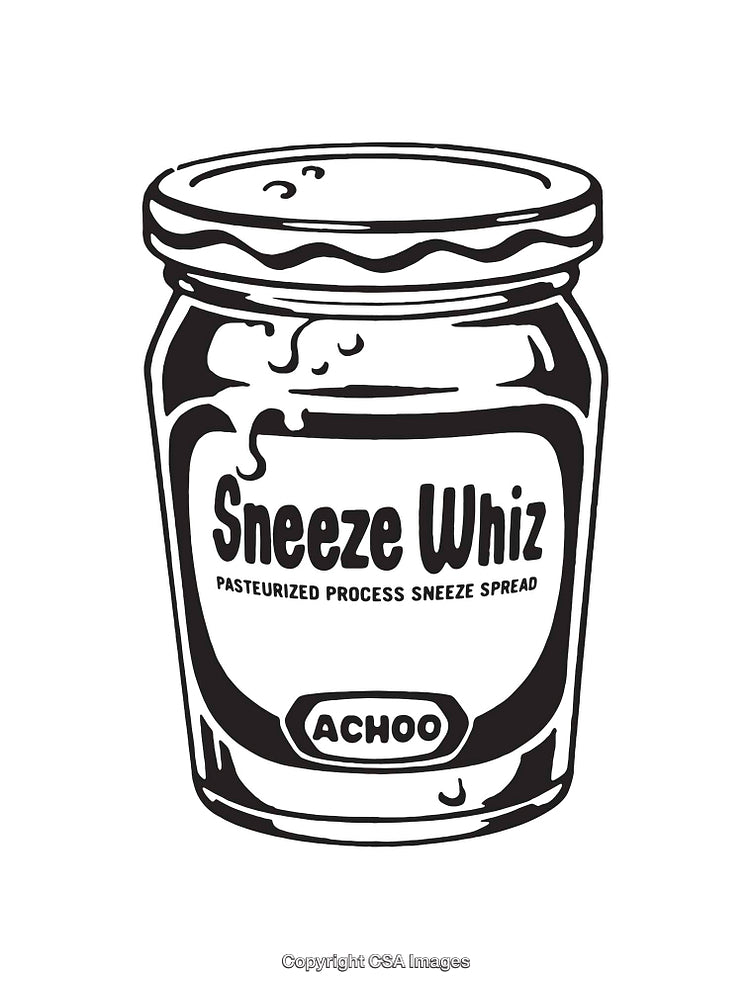 Black and White Line Art of a Humorous Food-Themed Jar Illustration
