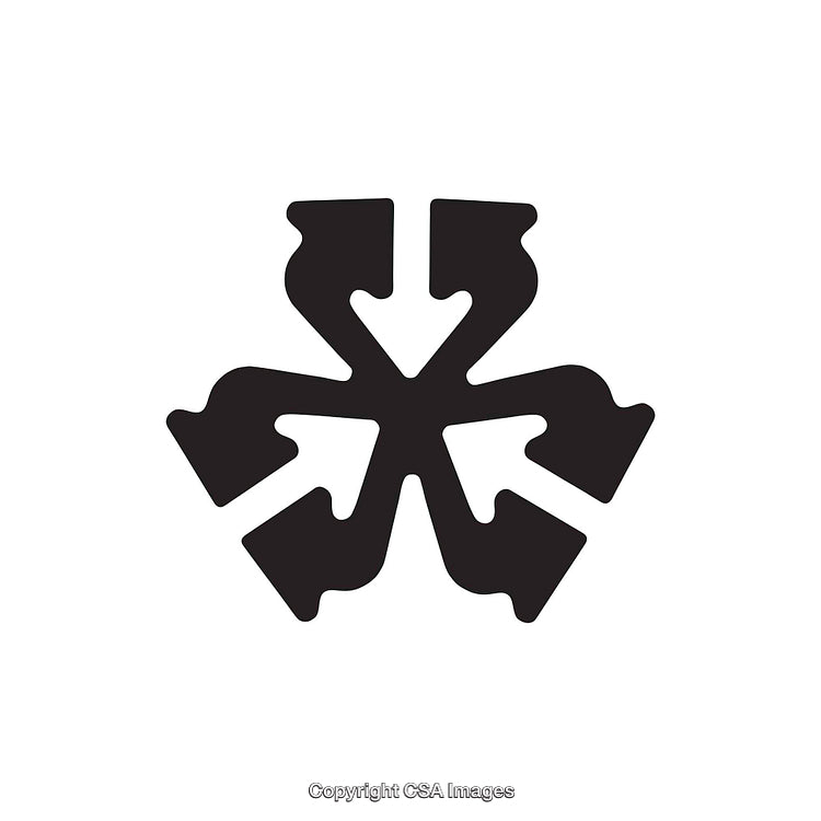 Abstract Black Symbol with Arrowhead Pattern in Radial Formation