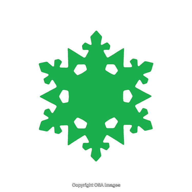 Green Snowflake Dingbat Design on White Background for Winter and Holiday Themes