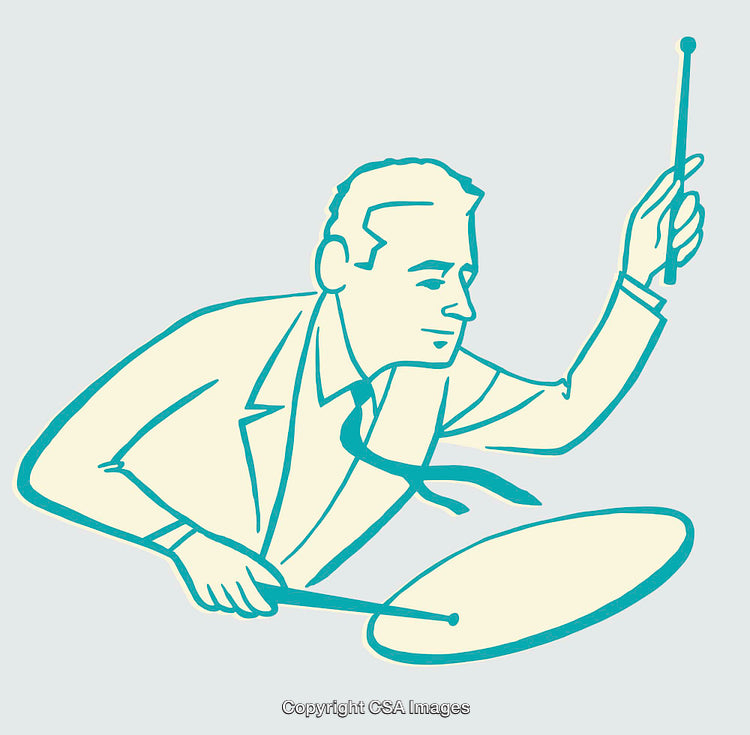 Vintage Style Illustration of a Man Playing a Drum with Drumsticks