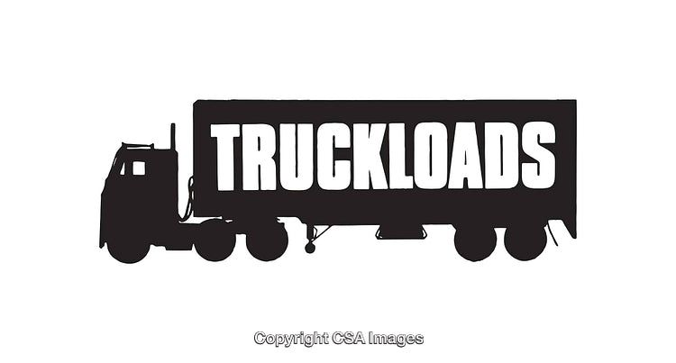 Silhouette Illustration of a Truck with Highlighted Text 'Truckloads'