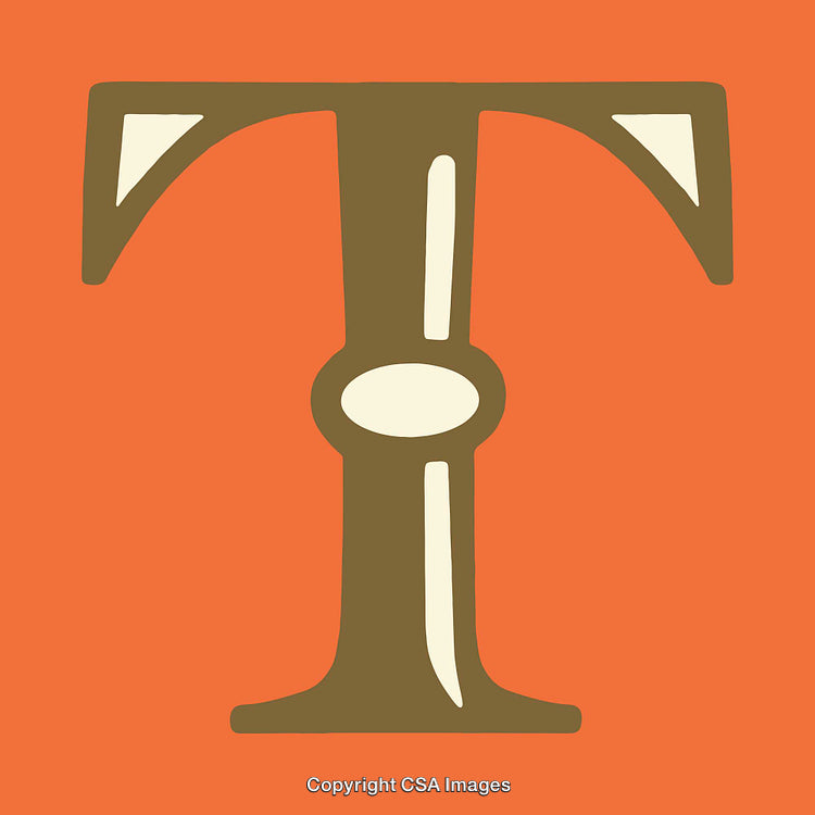 Stylized Representation of the Letter T on an Orange Background