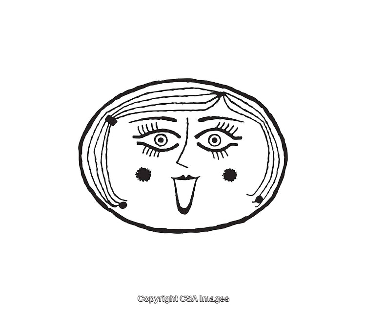 Hand-Drawn Line Art Illustration of an Expressive Smiling Face