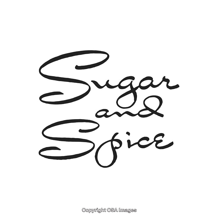 Handwritten Script Text Displaying Sugar and Spice in Black Font