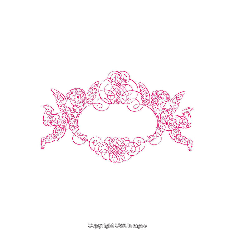 Elegant Pink Baroque Angel Frame Design with Intricate Ornamental Details