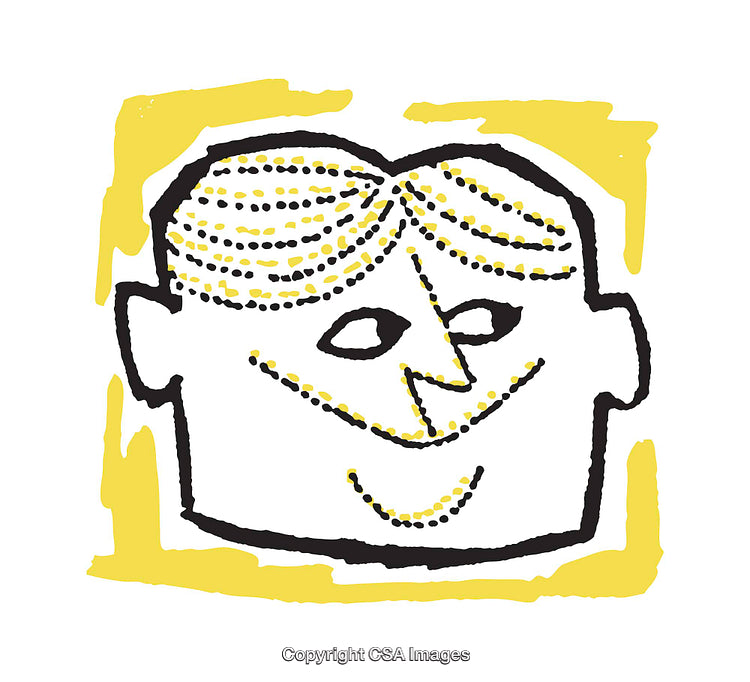 Colorful Sketch Style Illustration of a Smiling Face With Yellow Accents