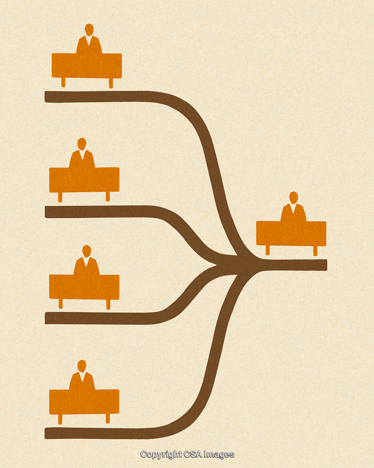 Illustration of Business Network and Workflow Process in Abstract Design