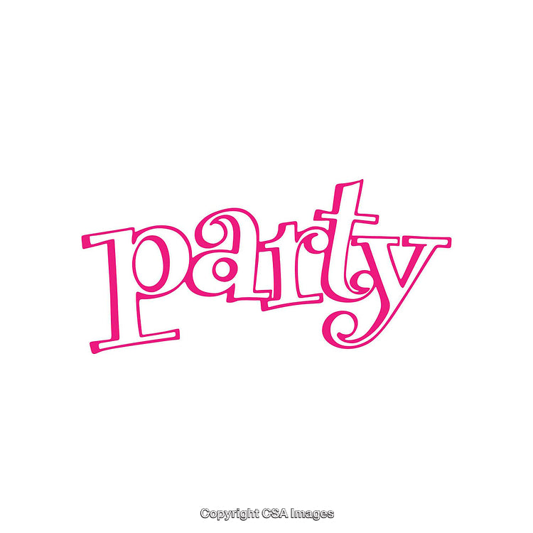Pink Party Lettering Design on White Background for Celebrations and Events