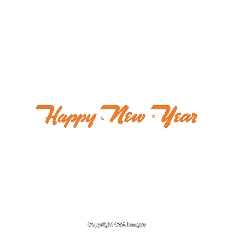 Happy New Year Typography in Vibrant Orange with Festive Design
