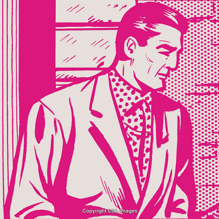 Retro Pop Art Style Portrait of a Contemplative Businessman