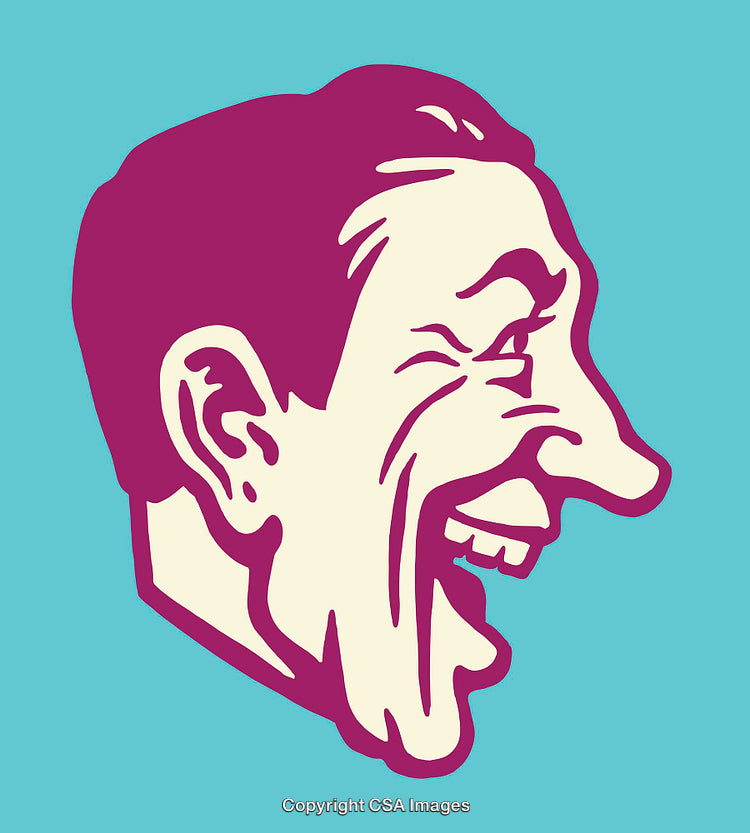 Retro Styled Colorful Portrait of a Laughing Man