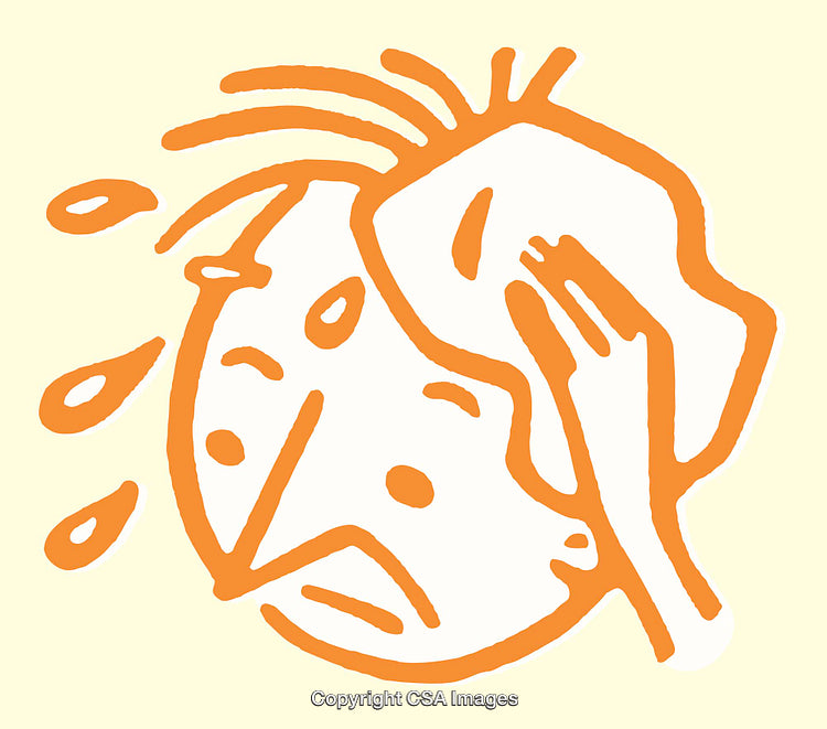 Illustration of a Concerned Face Wiping Sweat Depicting Stress or Heat