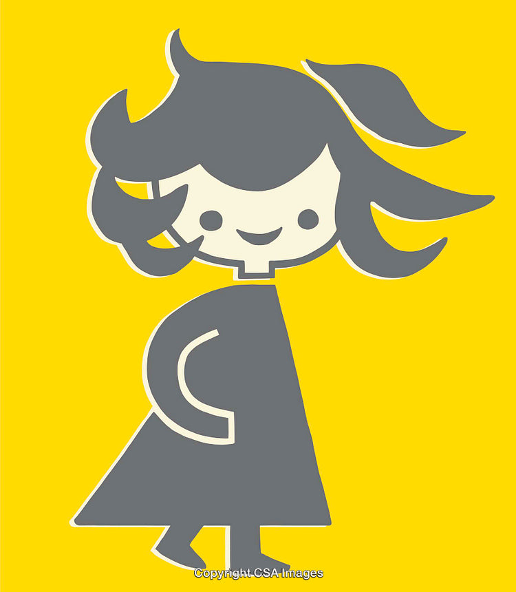 Stylized Illustration of a Cheerful Character with Bold Colors and Simple Shapes