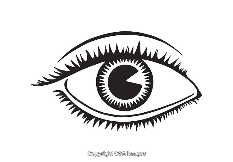 Minimalistic Black and White Line Art Eye Illustration with Geometric Design