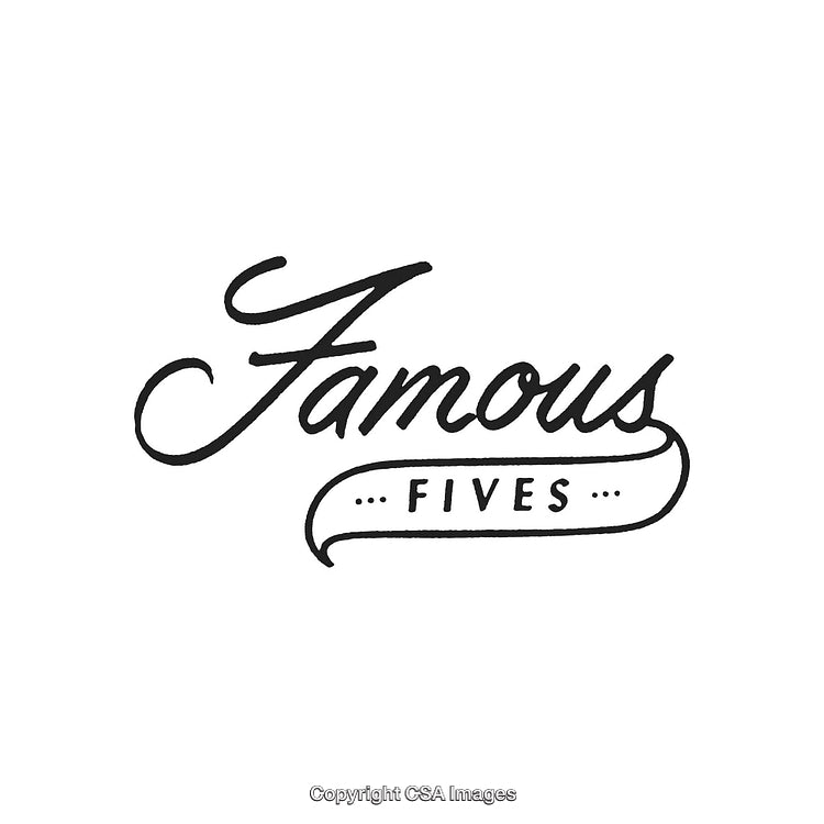 Elegant Script Style Typography of Famous Fives on White Background