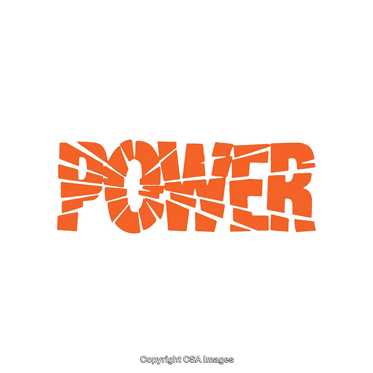 Dynamic Typography with Shattered Power Concept in Bold Orange Text