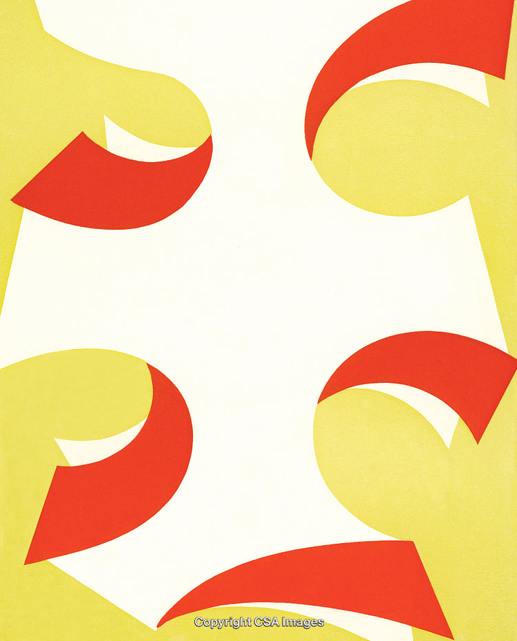 Abstract Red and Yellow Geometric Shapes on White Background