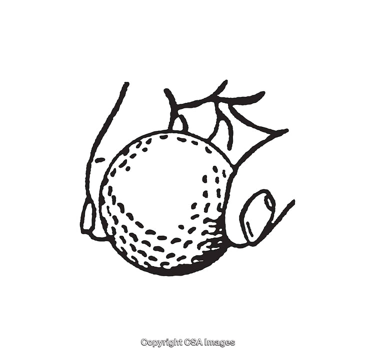 Black And White Line Art Illustration Of Hand Holding A Golf Ball