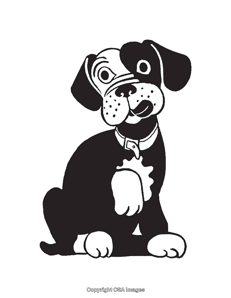 Adorable Black And White Line Art Illustration of a Friendly Puppy