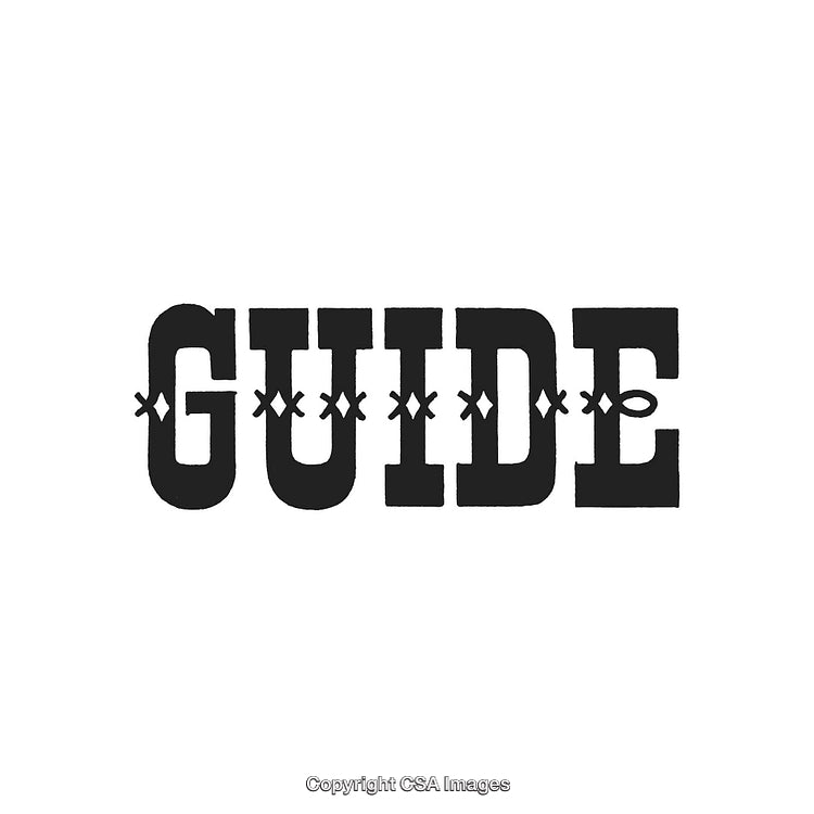 Bold Vintage Typography Design Featuring the Word Guide on White Background