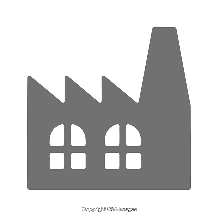 Industrial Building Icon Depicting Factory Structure with Prominent Roof Design