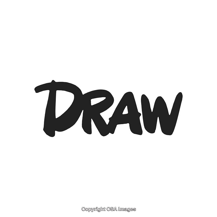 Handwritten Word Draw in Black Script on White Background