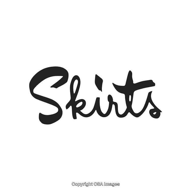Stylized Typography Featuring the Word 'Skirts' in Script Font Design