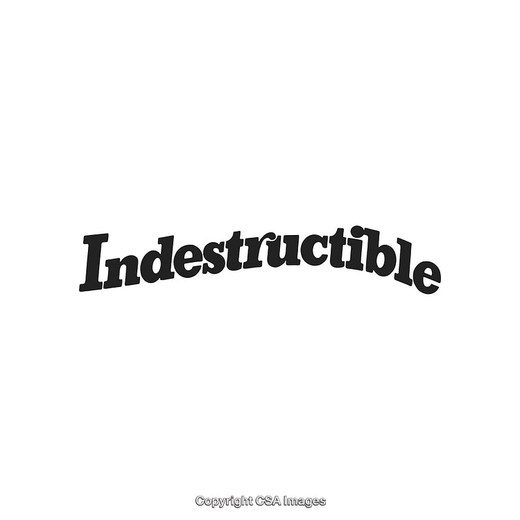 Black Text Featuring The Word Indestructible on White Background