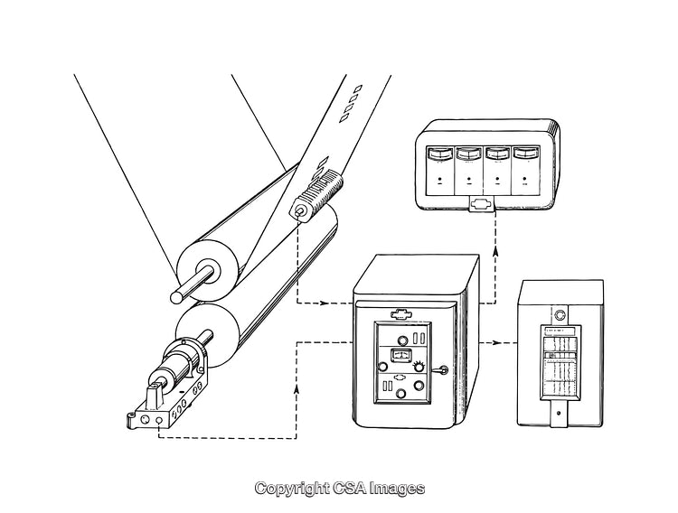 Detailed Technical Diagram Illustrating Industrial Roller and Control System Components