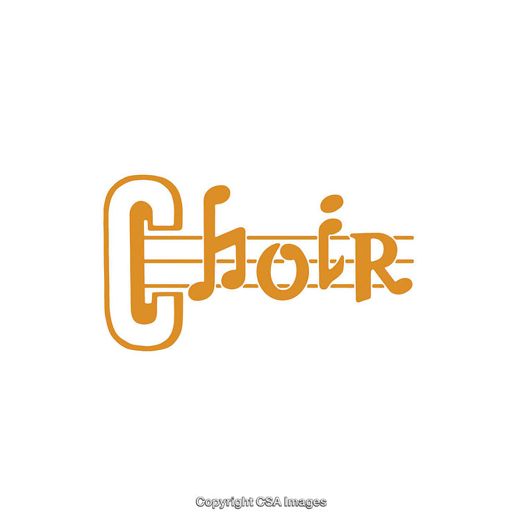 Musical Choir-Themed Logo Featuring Notes and Typography on White Background