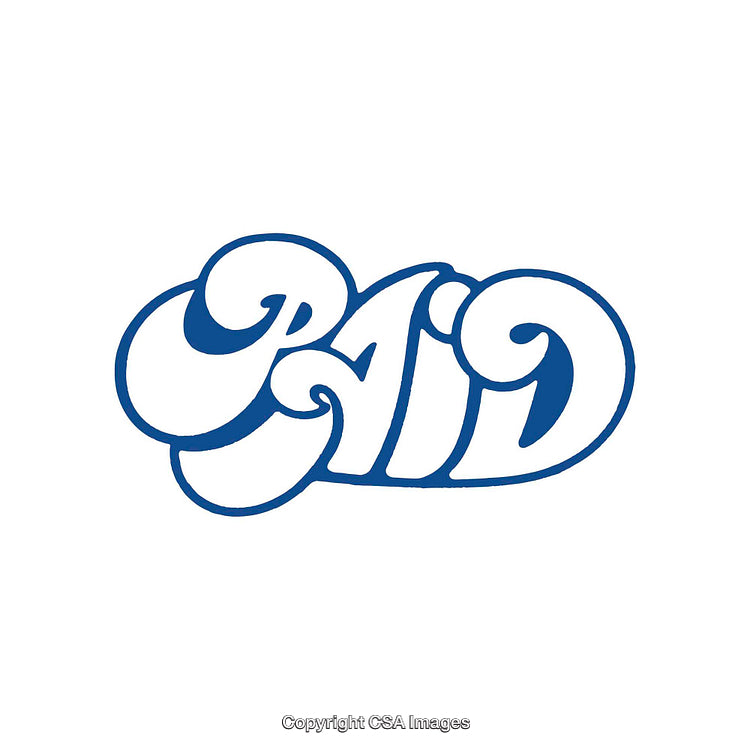 Blue Stylized Word Art Depicting the Term Paid in Flowing Letters