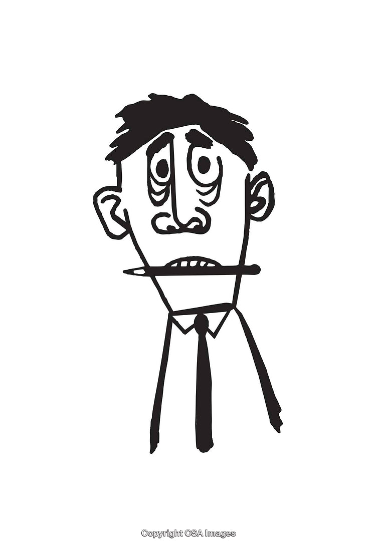 Black and White Line Art Illustration of a Businessman With a Pencil