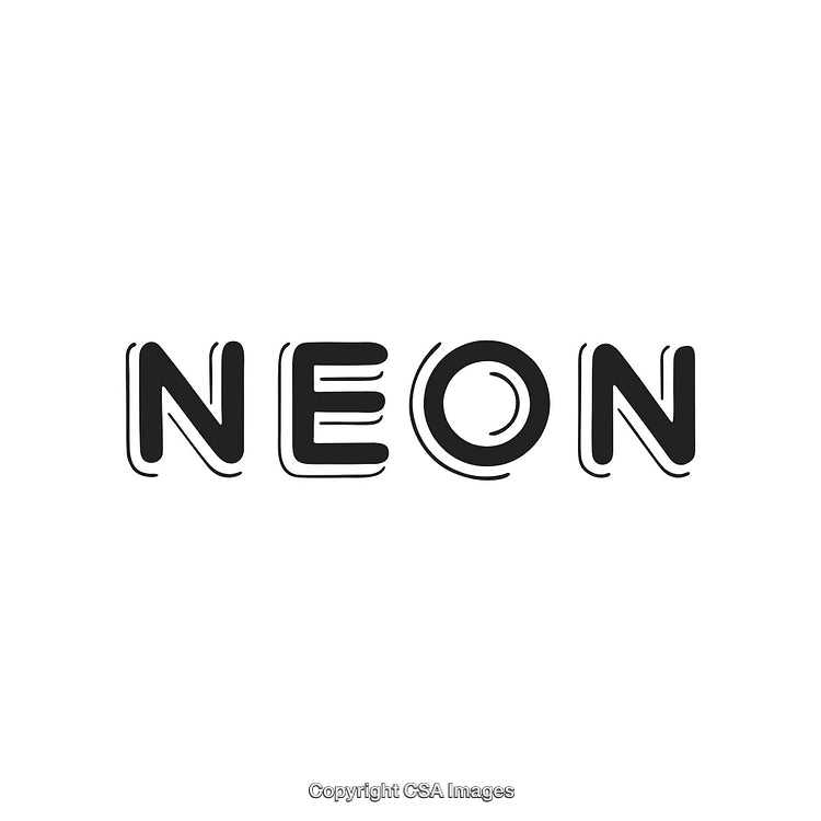 Stylish Black and White Neon Letters on Minimalistic Background Design