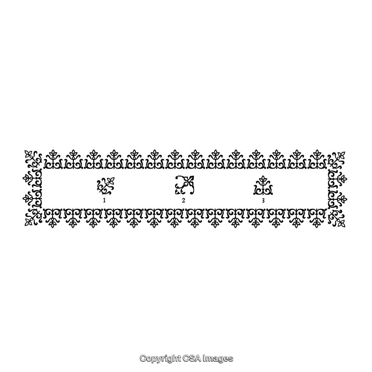 Intricate Black and White Ornamental Border Design with Elegant Floral Motifs