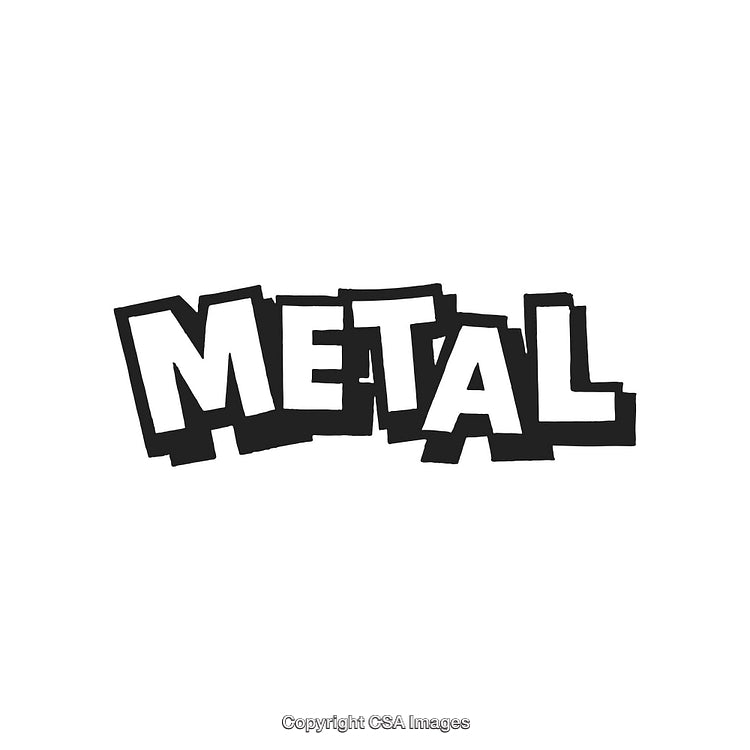 Bold Stencil Art Text Featuring the Word 'Metal' in Black Letters
