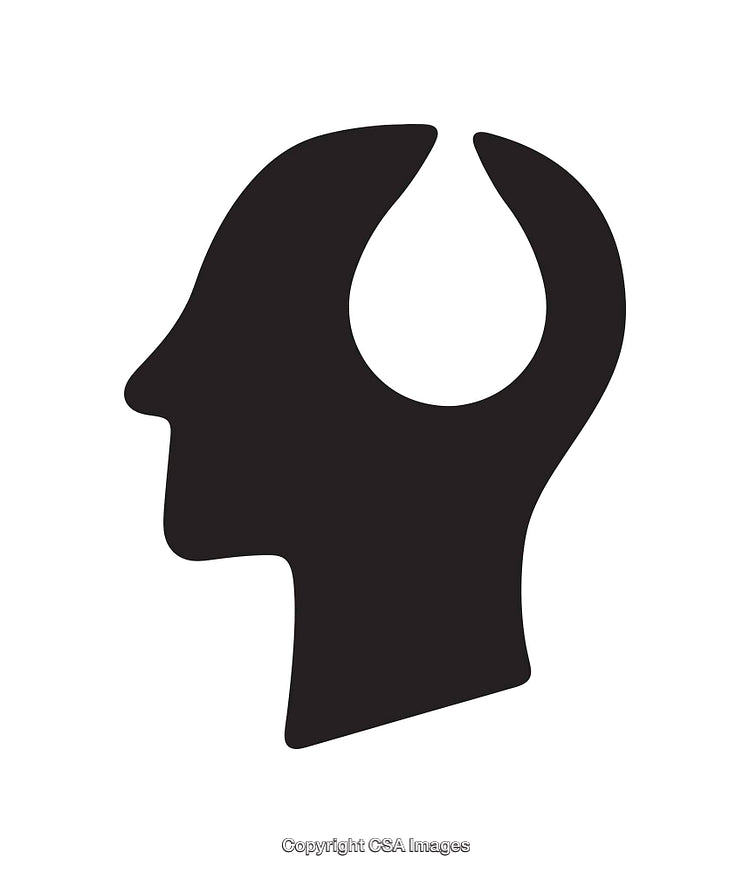 Black And White Symbol Of The Human Head With Hollow Profile