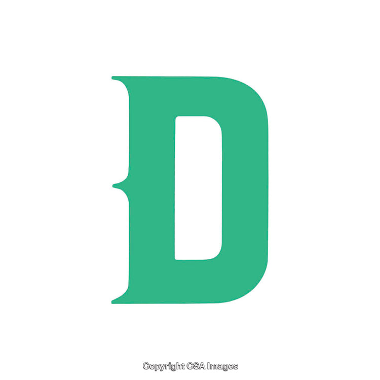 Green Uppercase Decorative Letter D Isolated on a White Background