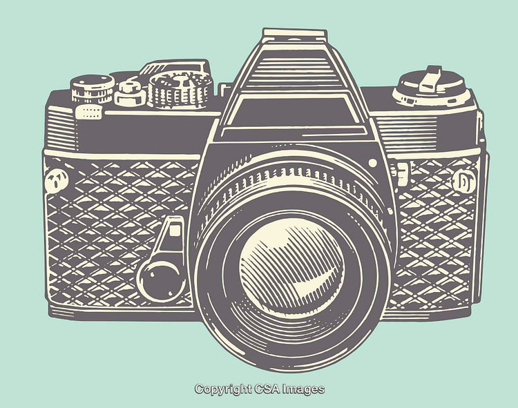 Retro Camera Line Art Illustration With Vintage Aesthetic Style