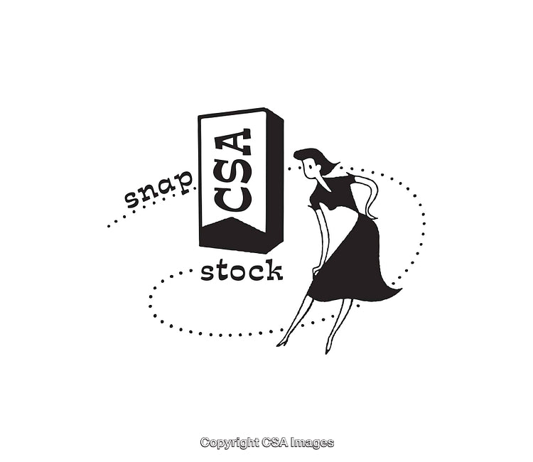 Black and White Line Art Illustration of Retro Styled Woman with Typography