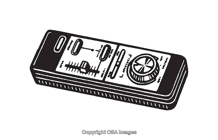Detailed Line Art Illustration of a Remote Control Device