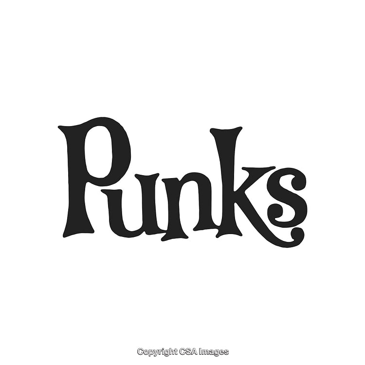 Retro Styled Black and White Typography Design of the Word Punks