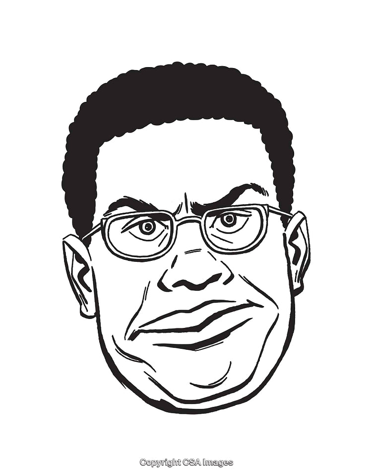 Black and White Sketch of a Person's Face with Glasses