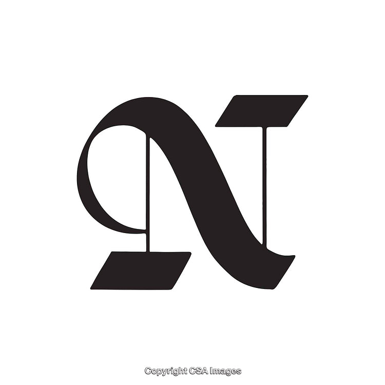 Elegant Typography Design Featuring Stylized Letter N on White Background