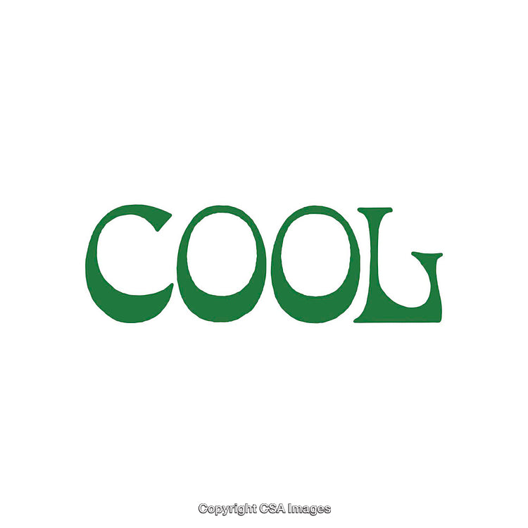 Stylized Green "Cool" Text on a Clean White Background