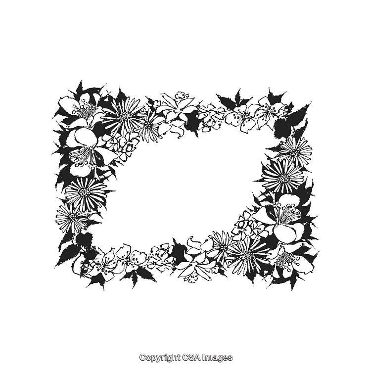 Intricate Black and White Floral Border Design With Decorative Elements